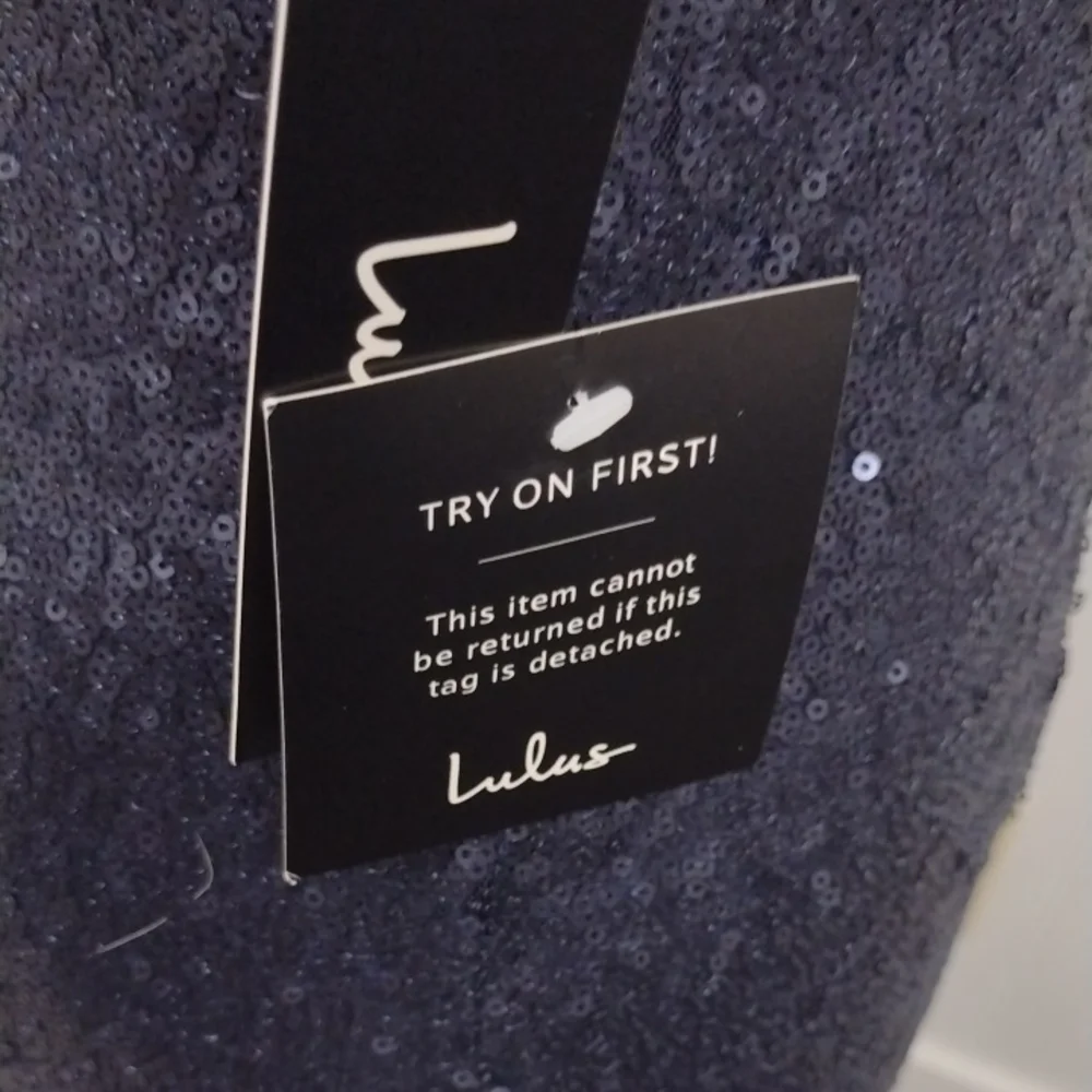 Lulu's Navy Sequin Mini Dress, Wedding Guest, Party Dress, Formal. - Picture 9 of 16